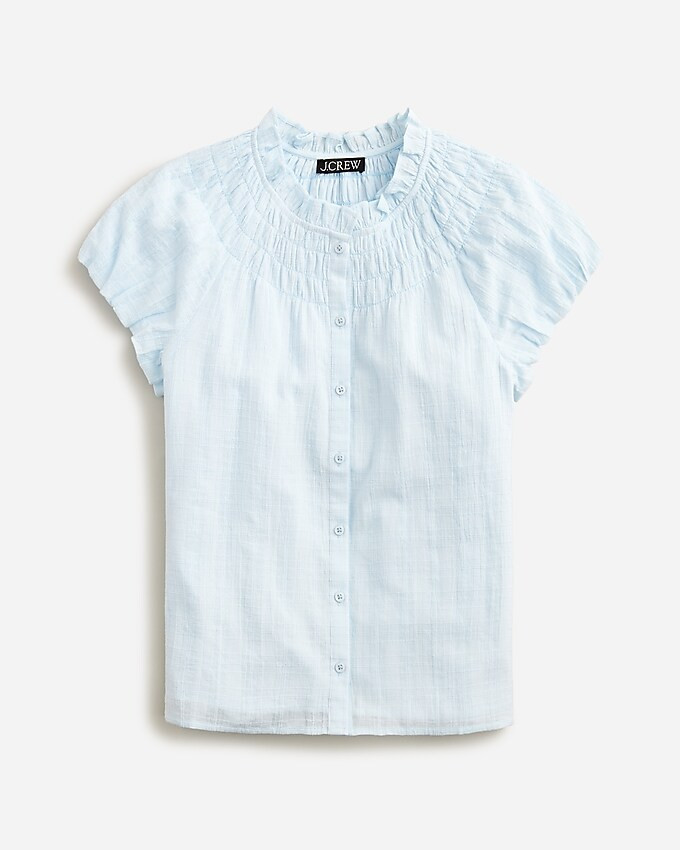 Smocked-neck top in textured gauze | J. Crew US