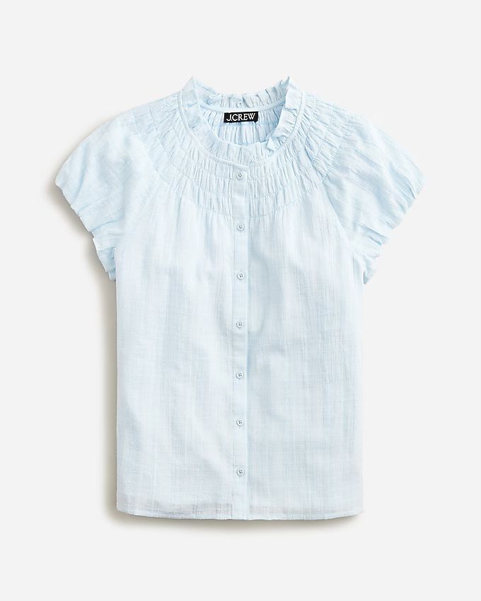 Smocked-neck top in textured gauze | J.Crew US