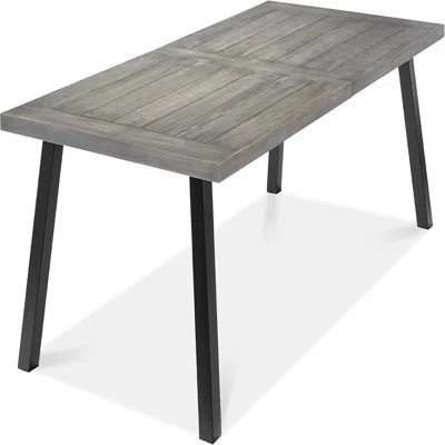 6-person Indoor Outdoor Acacia Wood Dining Table, Picnic Table W/powder-coated Steel, 350 Pound Capacity Legs - Weathered Gray | Wayfair North America