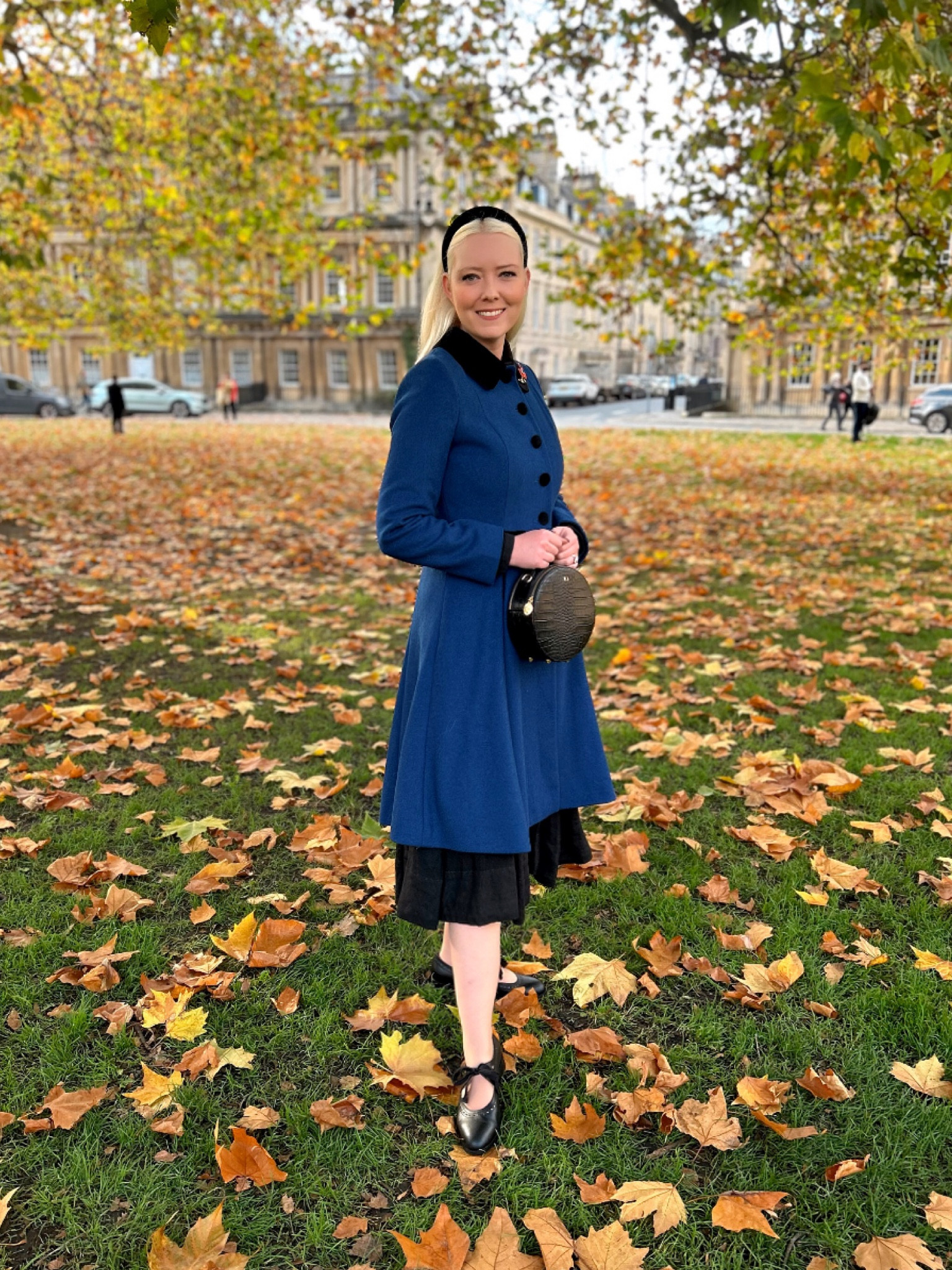 
Wearing my blue velvet collar Monsoon ‘Opera’ coat (now on sale at Debenhams!) Memery 1920s Mary Janes, the Classic black linen dress by Son de Flor, a black velvet headband and hatbox bag.

#LTKuk #LTKautumn #LTKeurope