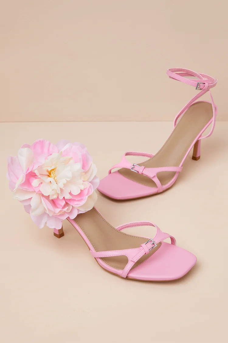 Daiya Pink 3D Floral High Heel Ankle Strap Sandals | Lulus