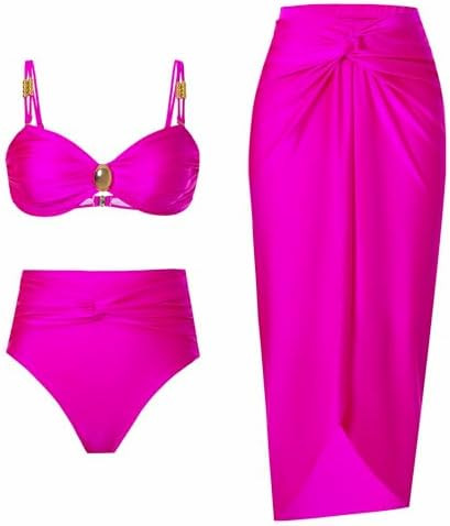 YUNIDMEIM Women's One Piece Swimsuit with Cover up Set Beach Wrap Skirt Retro Bikini Set Two Piec... | Amazon (US)