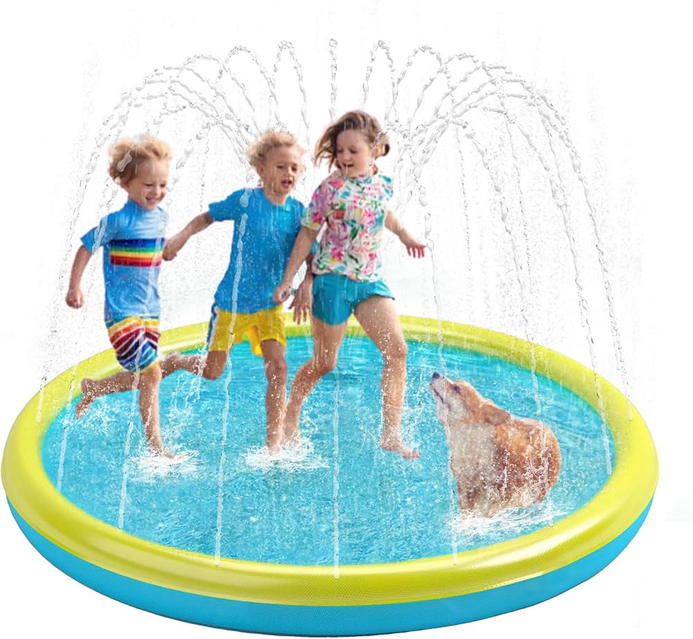 Heeyoo Splash Pad for Kids and Toddlers - Non-Slip Summer Outdoor Water Toys, Sprinkler Pool, Scr... | Amazon (US)