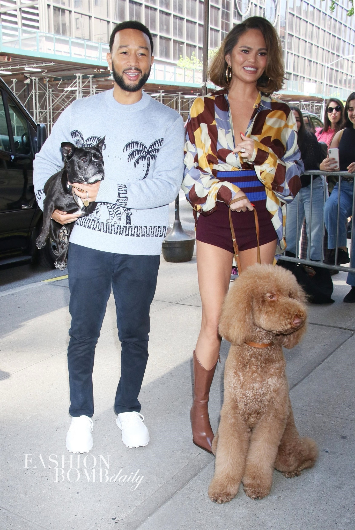 Chrissy Teigen in Dries and John legend in alaniu
