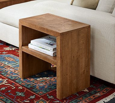 Reclaimed Parquet Rectangular Side Table (22") | Pottery Barn (US)