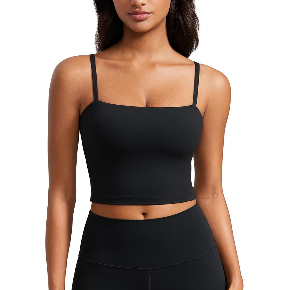 CRZ YOGA Butterluxe Cami Longline Sports Bras for Women - Square Neck Adjustable Padded Workout C... | Amazon (US)
