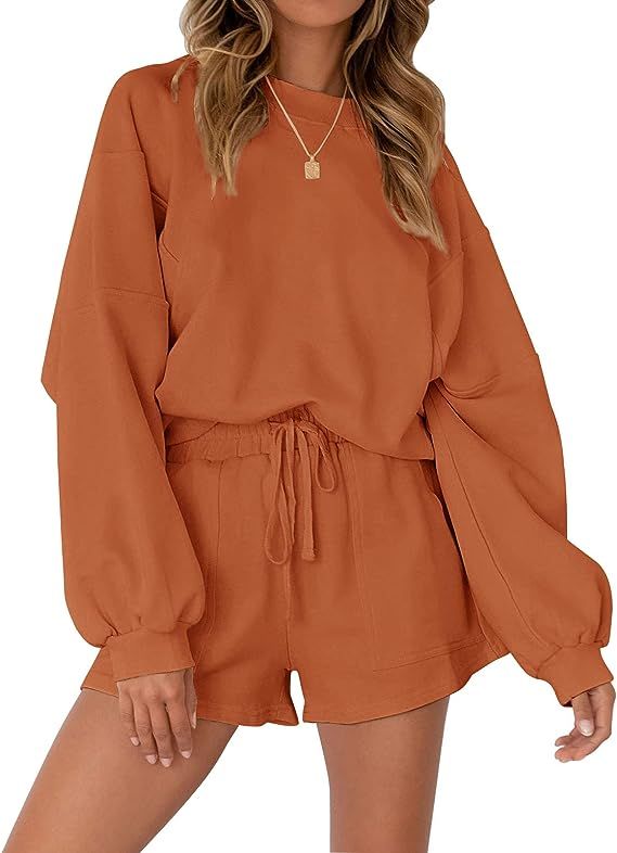 MEROKEETY Women's Oversized Batwing Sleeve Lounge Sets Casual Top and Shorts 2 Piece Outfits Swea... | Amazon (US)