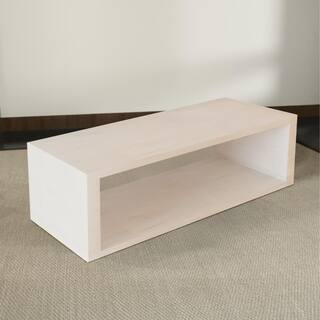 Keli 58 in. Washed White Rectangle Mango Wood Coffee Table with Minimalist Open Frame | The Home Depot