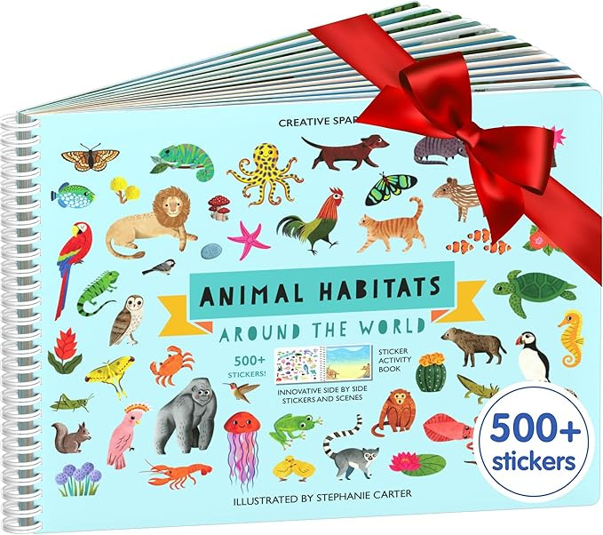 Cupkin Animal Sticker Book Activity for Kids, Toddler Airplane Travel Essentials, 500+ Habitat St... | Amazon (US)