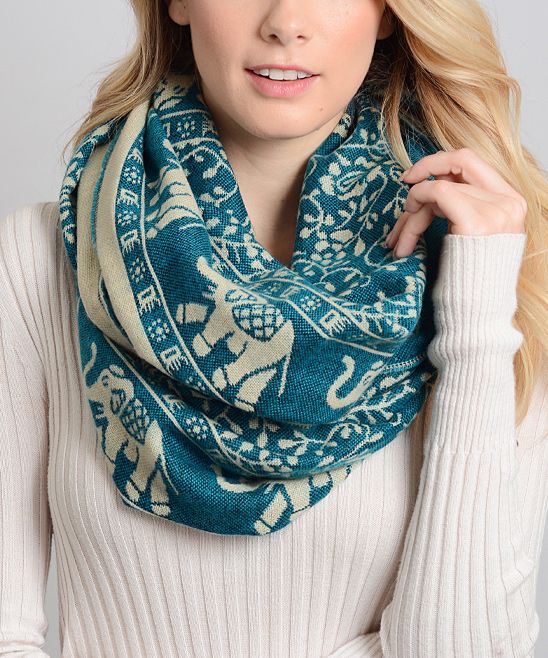 Leto Collection Women's Cold Weather Scarves TEAL - Teal Elephant Infinity Scarf | Zulily