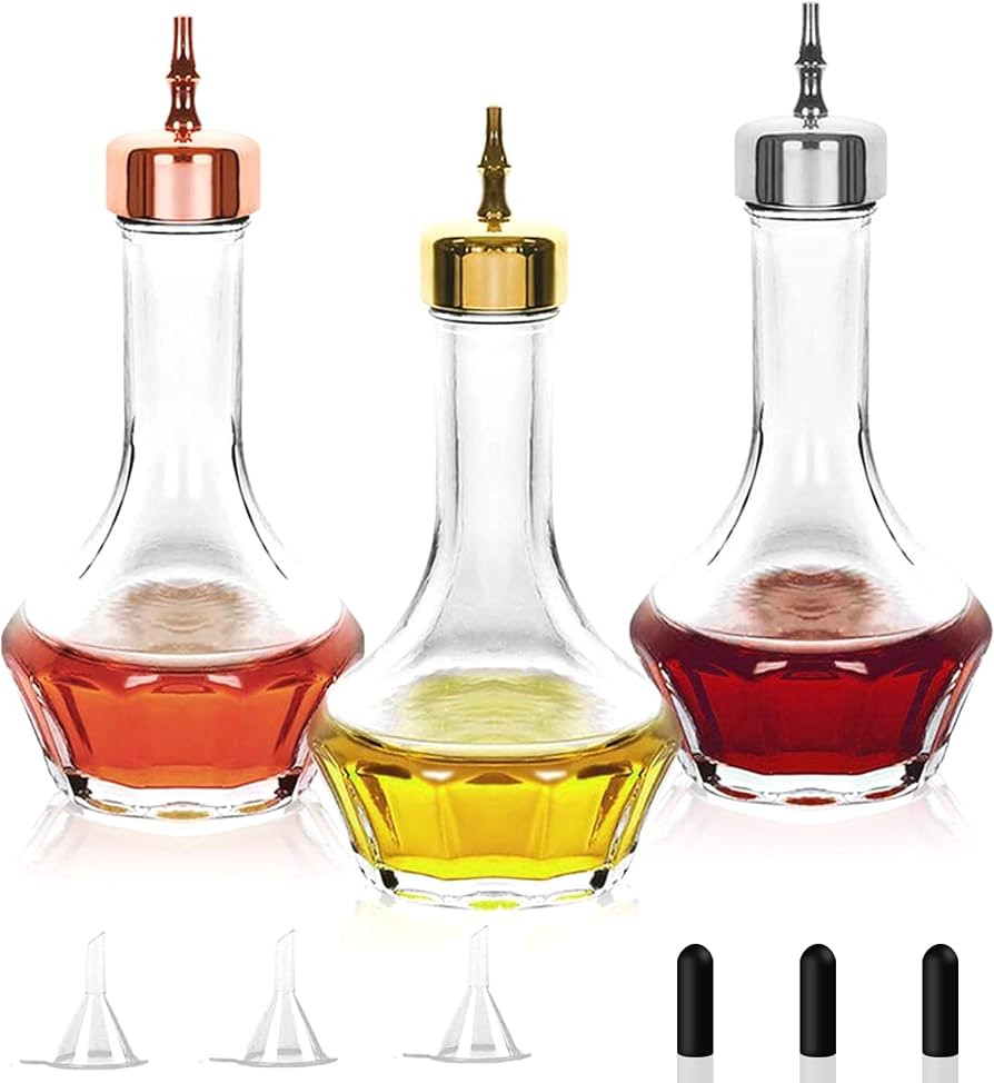 LINALL Bitters Bottle Set of 3-1.7oz Glass Dasher Bottle, Professional Bar Tool for Making Craft ... | Amazon (US)