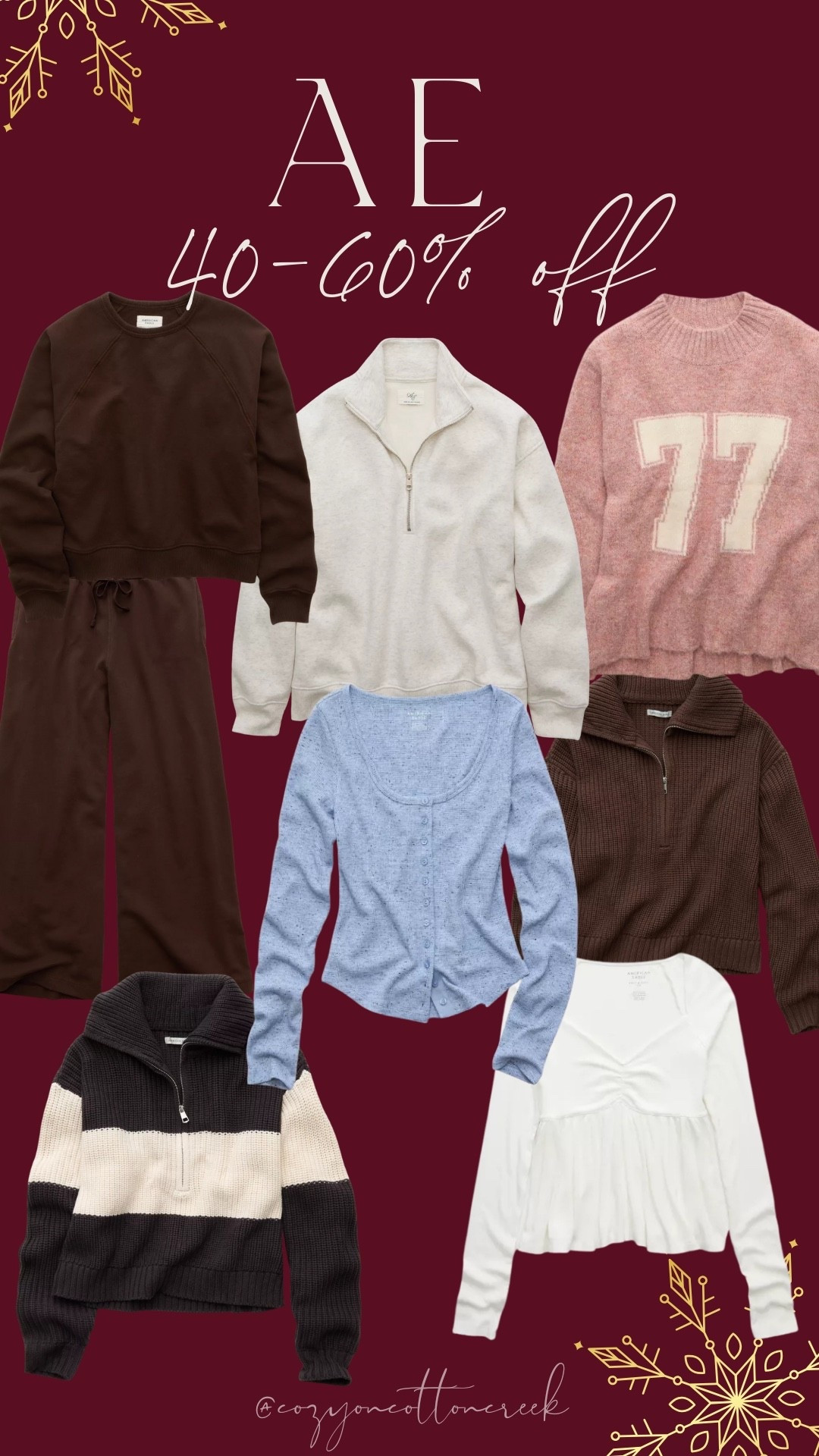 American Eagle sale!
40-60% off!

#LTKFindsUnder50 #LTKGiftGuide #LTKSaleAlert