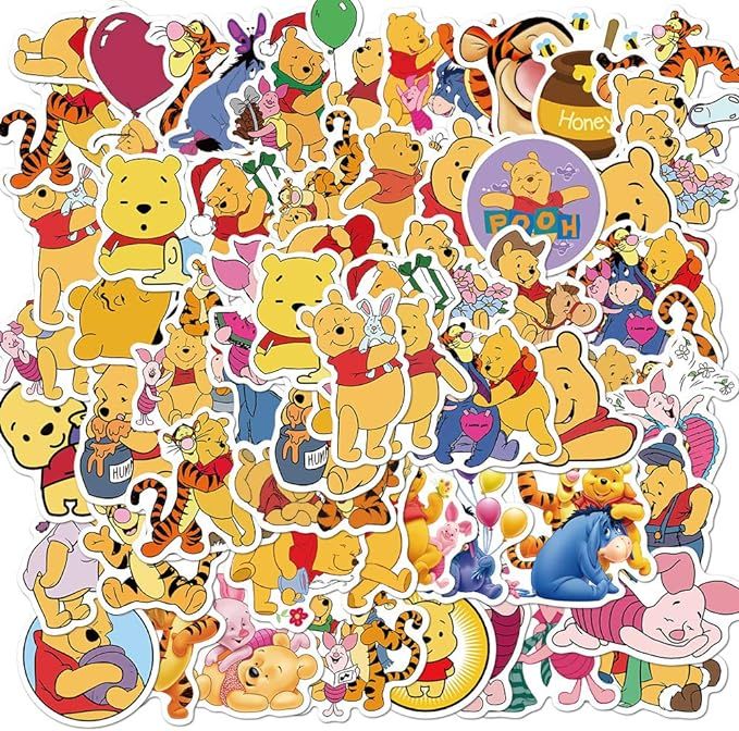 Winnie The Pooh Stickers| 50pcs PVC Waterproof Cute Disney Vinyl Decals Stickers Piglet Eeyore Po... | Amazon (US)