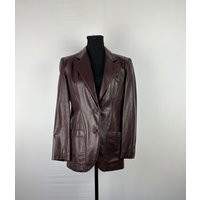 80's Aigner Brown Leather Coat Blazer Vintage | Etsy (US)