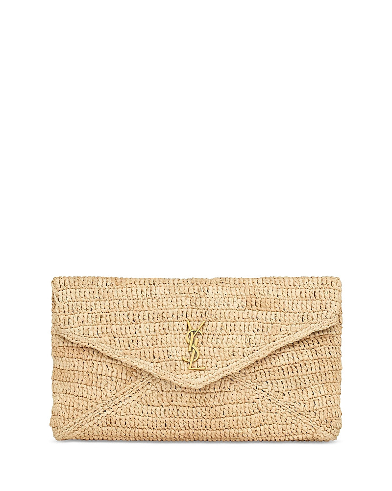 Saint Laurent Cassandre Large Envelope Pouch in Raffia | Bloomingdale's (US)