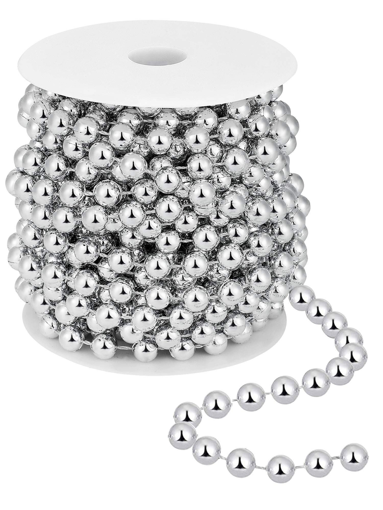 26 Feet Christmas Tree Beaded Garland Plastic Pearl Strands Chain Artificial Pearls Beads Trim Ga... | Amazon (US)