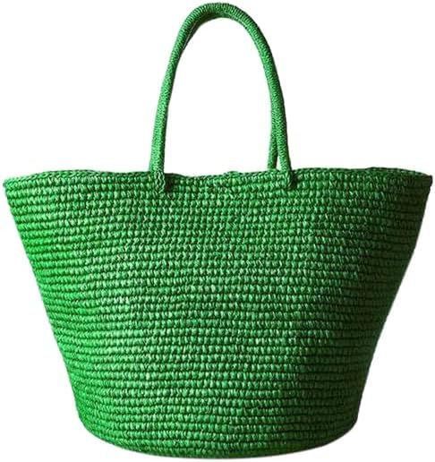 Amazon.com: SENSI STUDIO, Maxi Tote Woven Straw Solid, Verde Perico : Clothing, Shoes & Jewelry | Amazon (US)