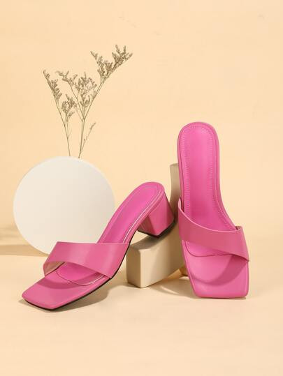 Irregular Design Chunky Heeled Mules | SHEIN