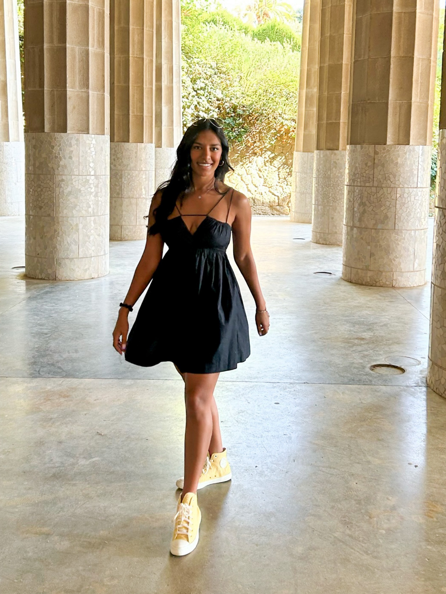 Borrowed the dress from a friend! But it’s from Abercrombie. Can’t find it but there’s similar looks! Yellow converse size 8. Super comfy :) location: Spain 

#LTKeurope