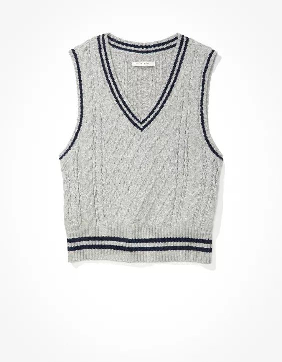 AE Cable Knit Sweater Vest | American Eagle Outfitters (US & CA)