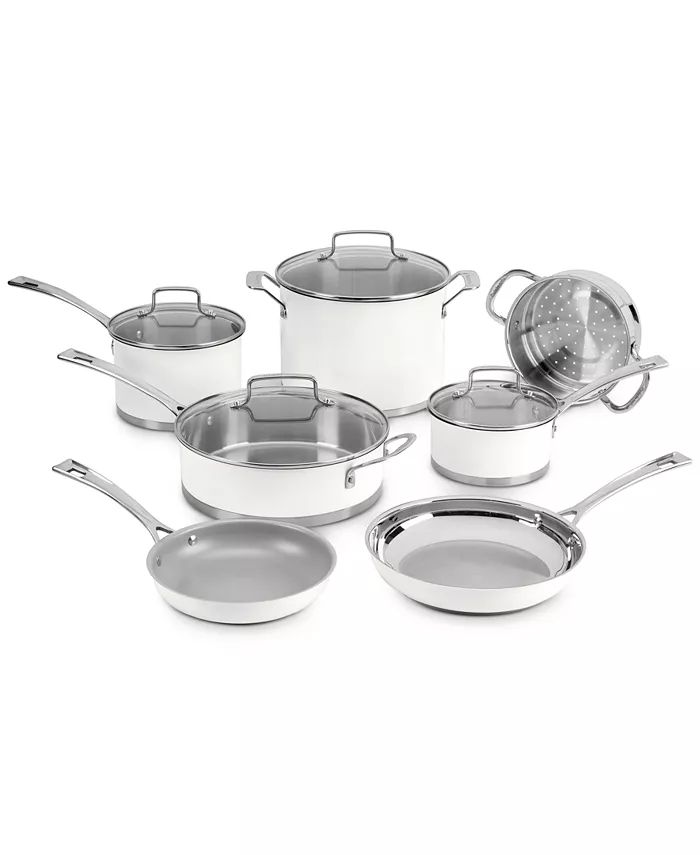 11-Pc. Stainless Steel Matte White Cookware Set | Macys (US)