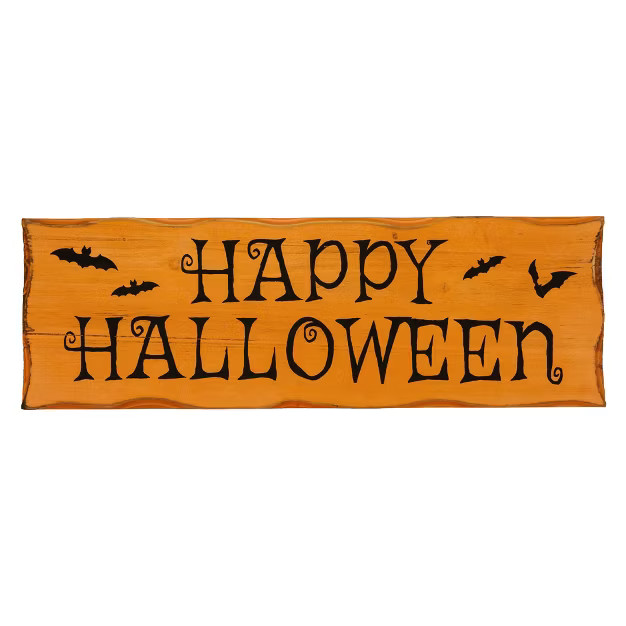 Northlight 24" Wooden 'Happy Halloween' Wall Sign with Bats | Target