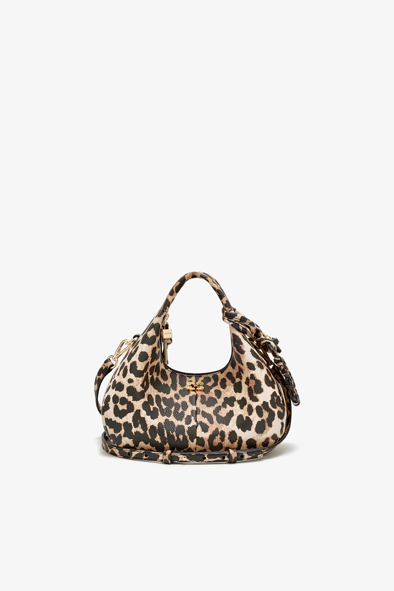 Mini Hobo Bag in Grained Leopard | Ganni
