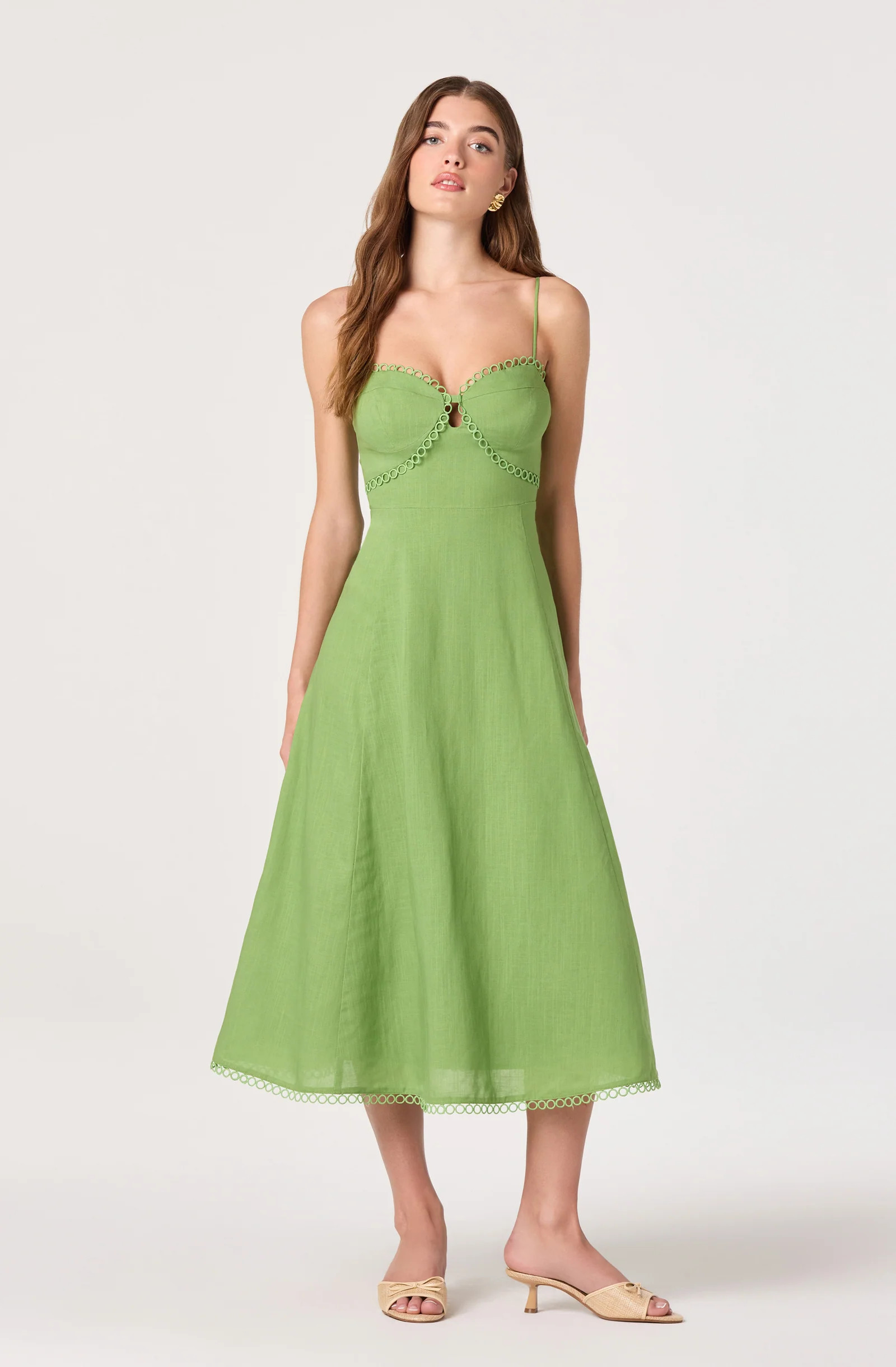 Christie Sweetheart Linen Midi Dress - Green / XS | ASTR The Label (US)