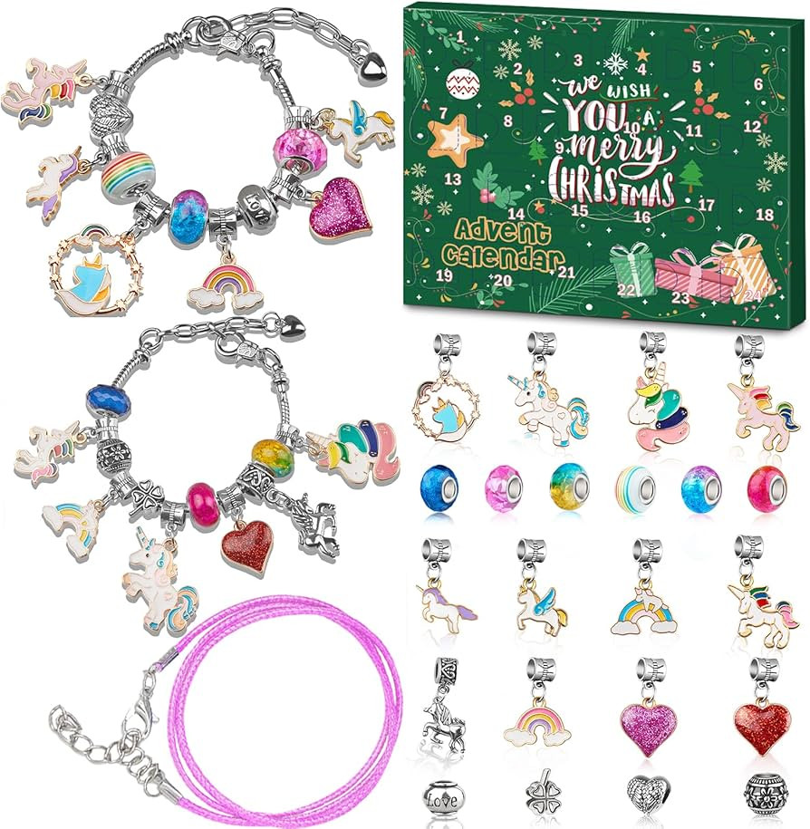 Advent Calendar 2025 Girls Unicorn Charm Bracelets Making Kit, 24 Days of Christmas Advent Calend... | Amazon (US)