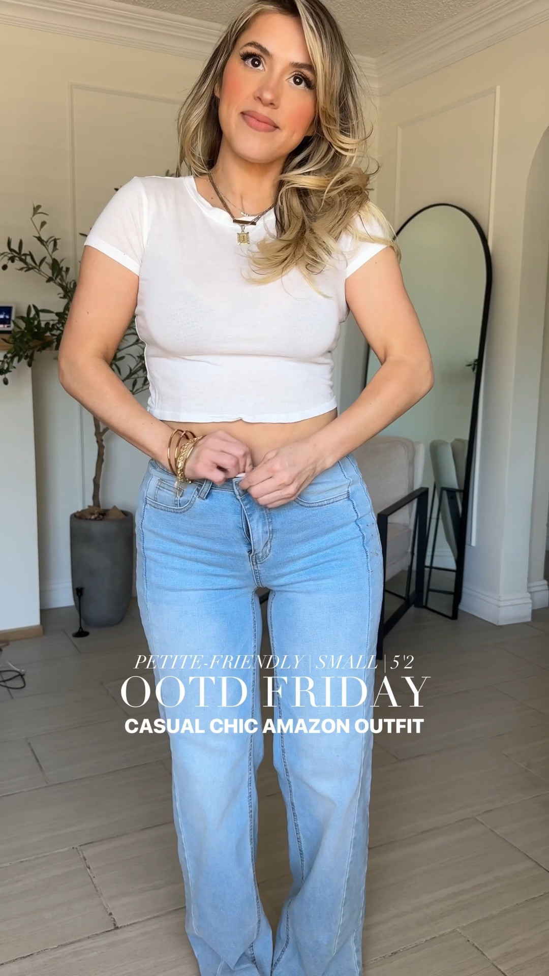 Casual chic  😍🌻 perfect for date night or brunch with the girls! 

✔️ jeans are size 4 long | they have incredible stretch. They are more of a mid rise, but still pretty high high-rise in my opinion. 

✔️ exact button up is a size small and the vest is a small #LTKStyleTip 

Follow my LTK @ImLola on the @shop.LTK app to view this post and get my exclusive app-only content!

#liketkit #LTKPetite #LTKFindsUnder50
@shop.ltk
https://liketk.it/570pd

#LTKootd #LTKPetite #LTKFindsUnder50