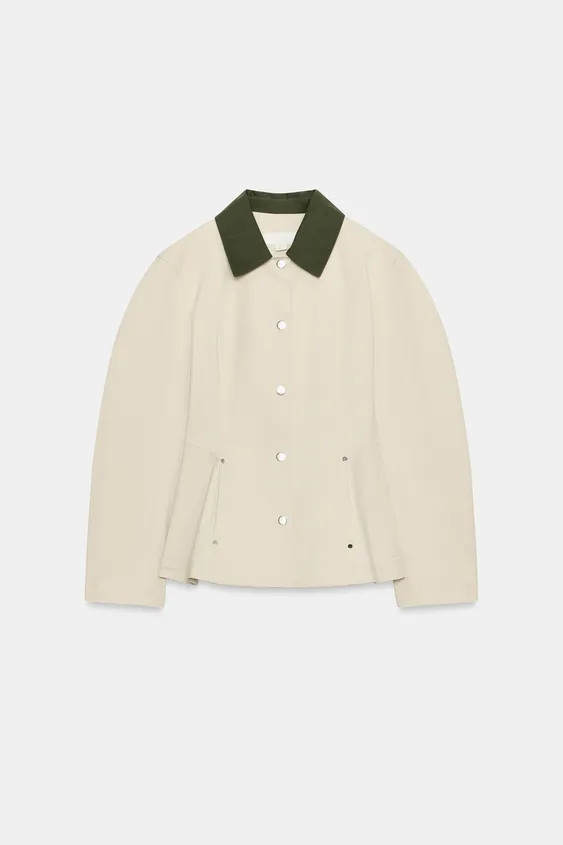 CONTRAST COLLAR PEPLUM JACKET | Zara UK