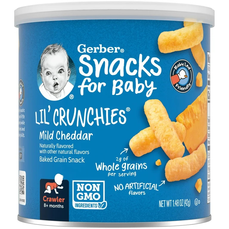 Gerber Snacks for Baby Lil Crunchies Mild Cheddar Baked Corn, 1.48 oz Canister | Walmart (US)
