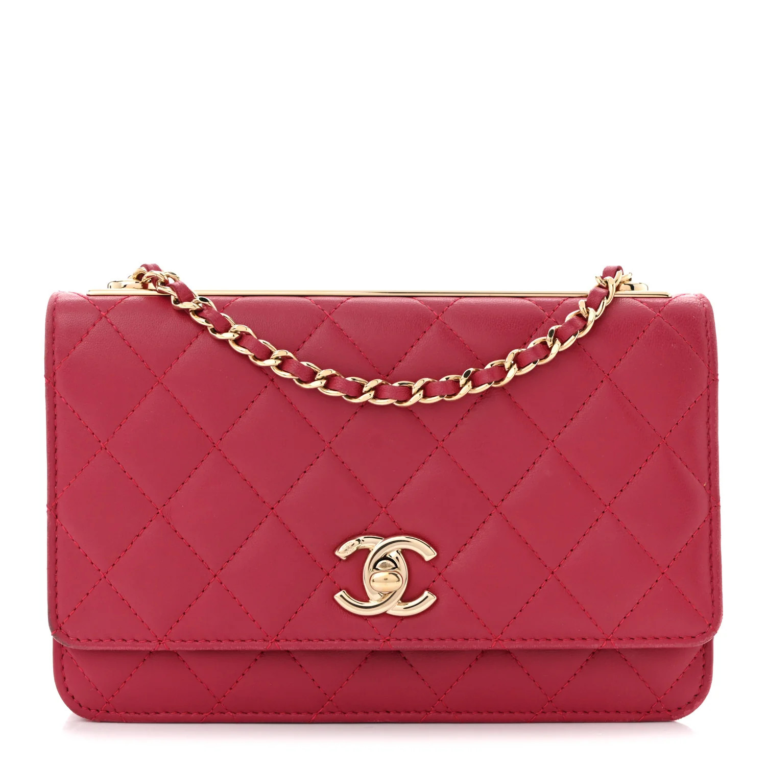Chanel Lambskin Quilted Trendy CC Wallet On Chain WOC Dark Pink 1905929 | FASHIONPHILE (US)
