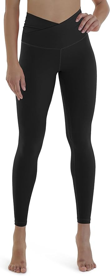 ODODOS Women's Cross Waist Yoga Leggings with Inner Pocket, Sports Gym Workout Running Pants -Ins... | Amazon (US)