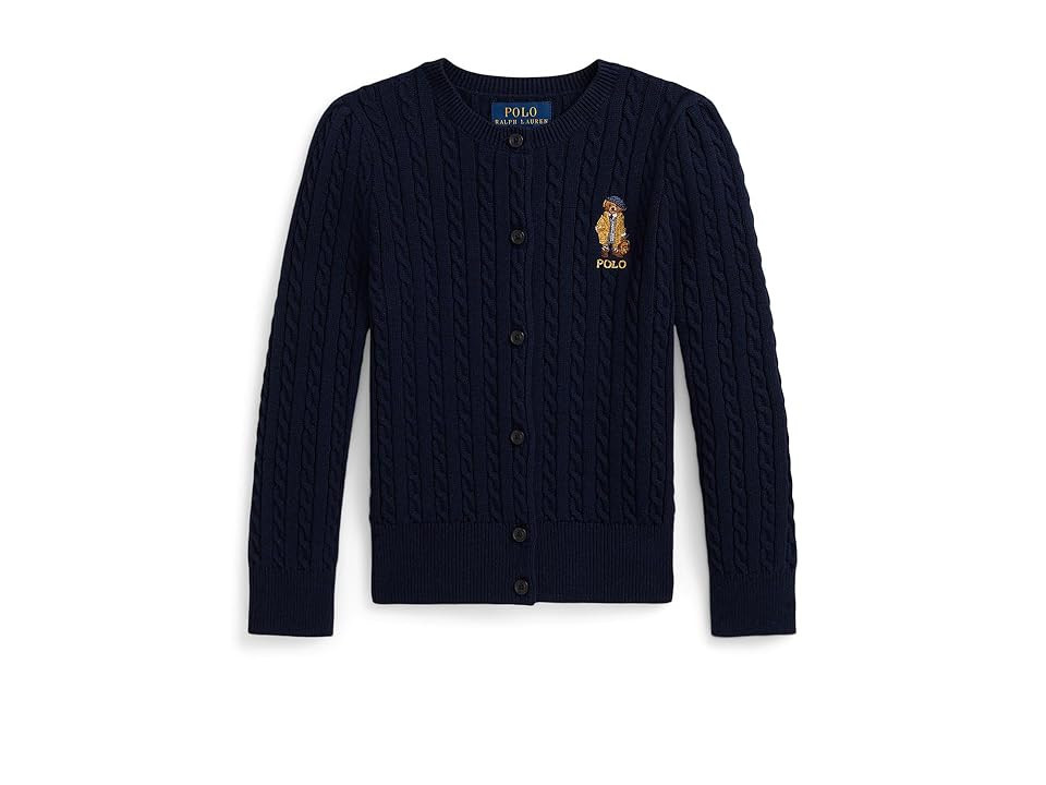 Polo Ralph Lauren Kids Polo Bear Mini-Cable Cotton Cardigan (Toddler/Little Kids) Girl's Sweater Cruise Navy : 6X Little Kid | Zappos