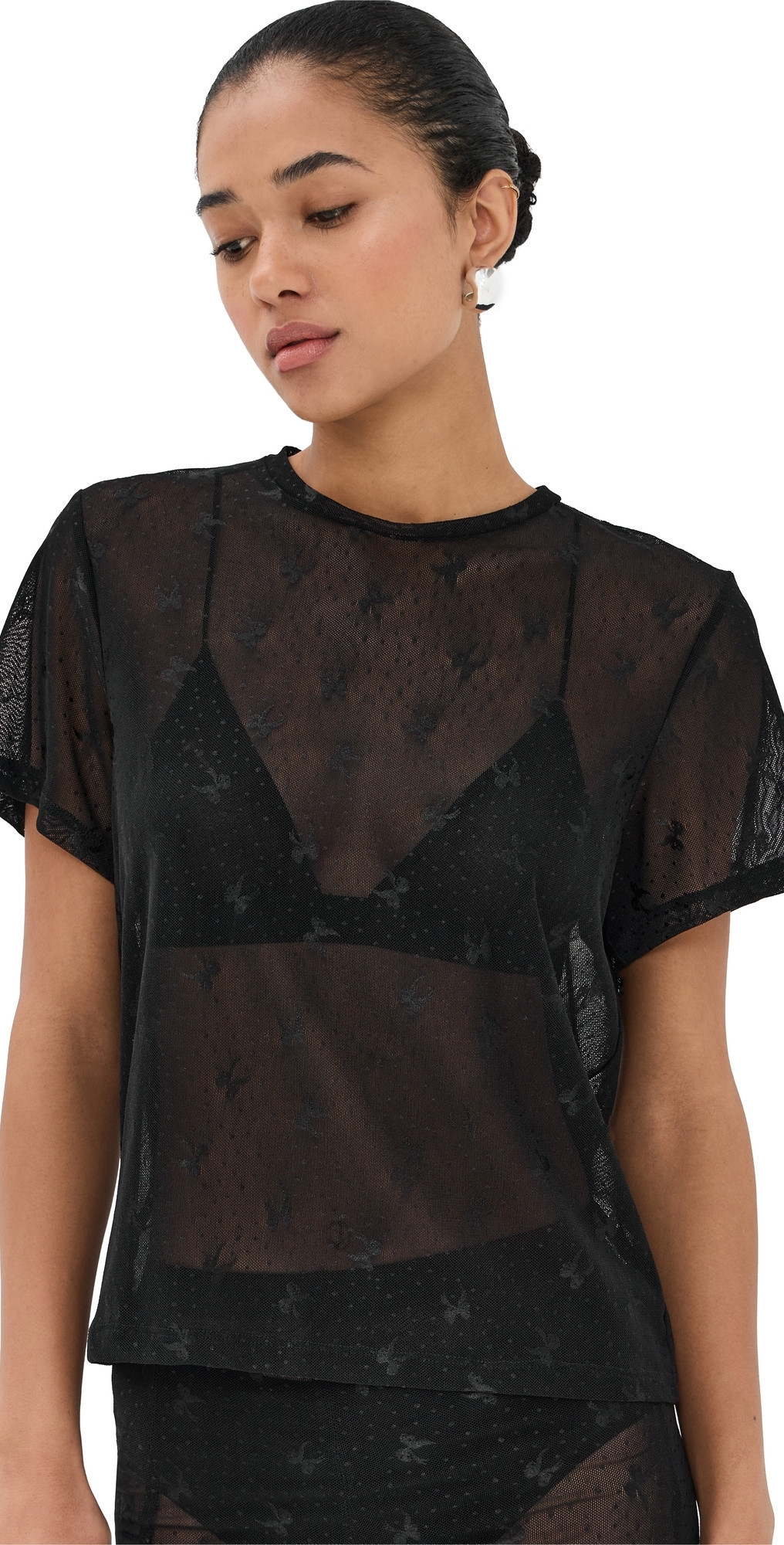LE BOP Lace Tee Black Bow XXS | Shopbop