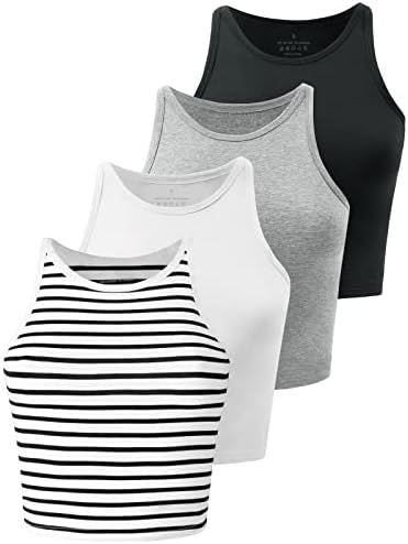 Kole Meego Crop Tops for Women Workout Cropped Tank Top High Neck Camisole Yoga Shirts Athletic U... | Amazon (US)