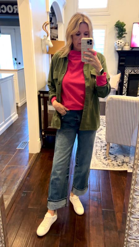 Spring Outfit of the day
Coffee with friend and errands👜☕️

High waist wide leg Cuff jeans at $100 
Kirby the Kloth tts

Farety utility jacket  (one of my most worn light weight jackets perfect for Spring, Sumer nights and Fall 

Gibson look
Light weight spring weight sweater boat neck and comes in several colors 

Save 10% on Gibson Look with code DARCY10 
This is one of the best selling sweaters 


White leather tennis shoes



#LTKstyletip #LTKsalealert