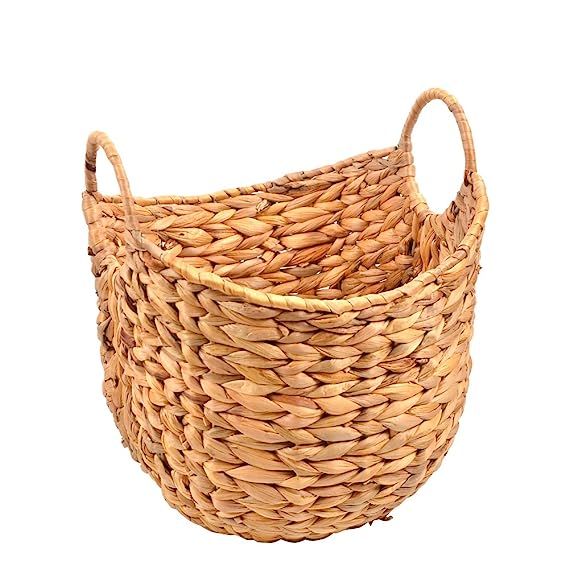 Haneye Seagrass Storage Basket, Large Water Hyacinth Basket, Hand Woven Storage Basket with Braid... | Amazon (US)
