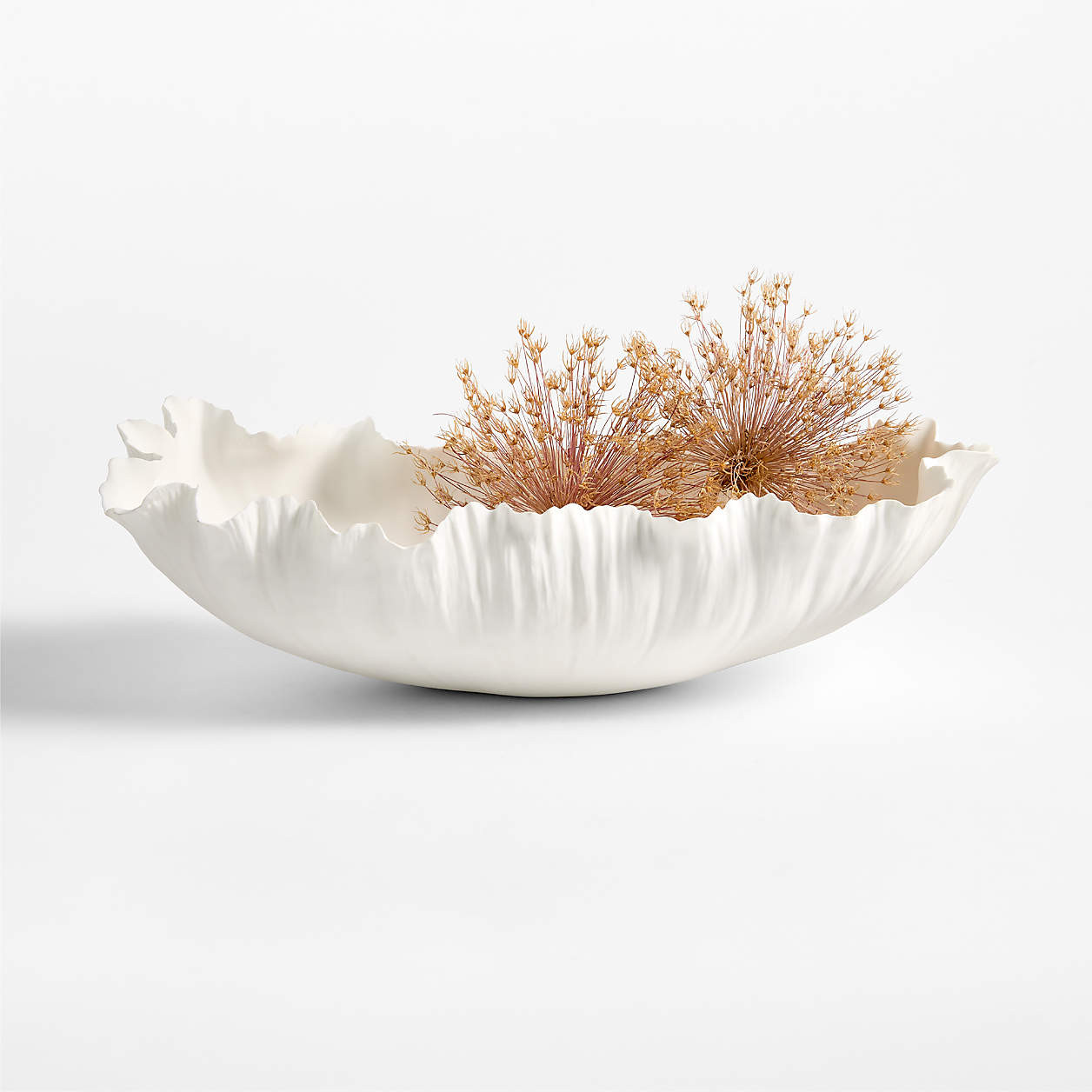 Deckled Edge White Porcelain Decorative Bowl | Crate & Barrel | Crate & Barrel