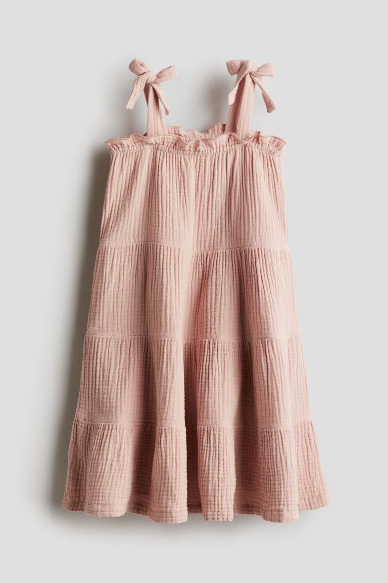 H & M - Tiered Cotton Muslin Dress - Pink | H&M (US + CA)