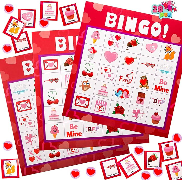 JOYIN Valentines Day Bingo Game Cards (5x5) – 28 Players for Kids Party Gift, School Classroom ... | Amazon (US)