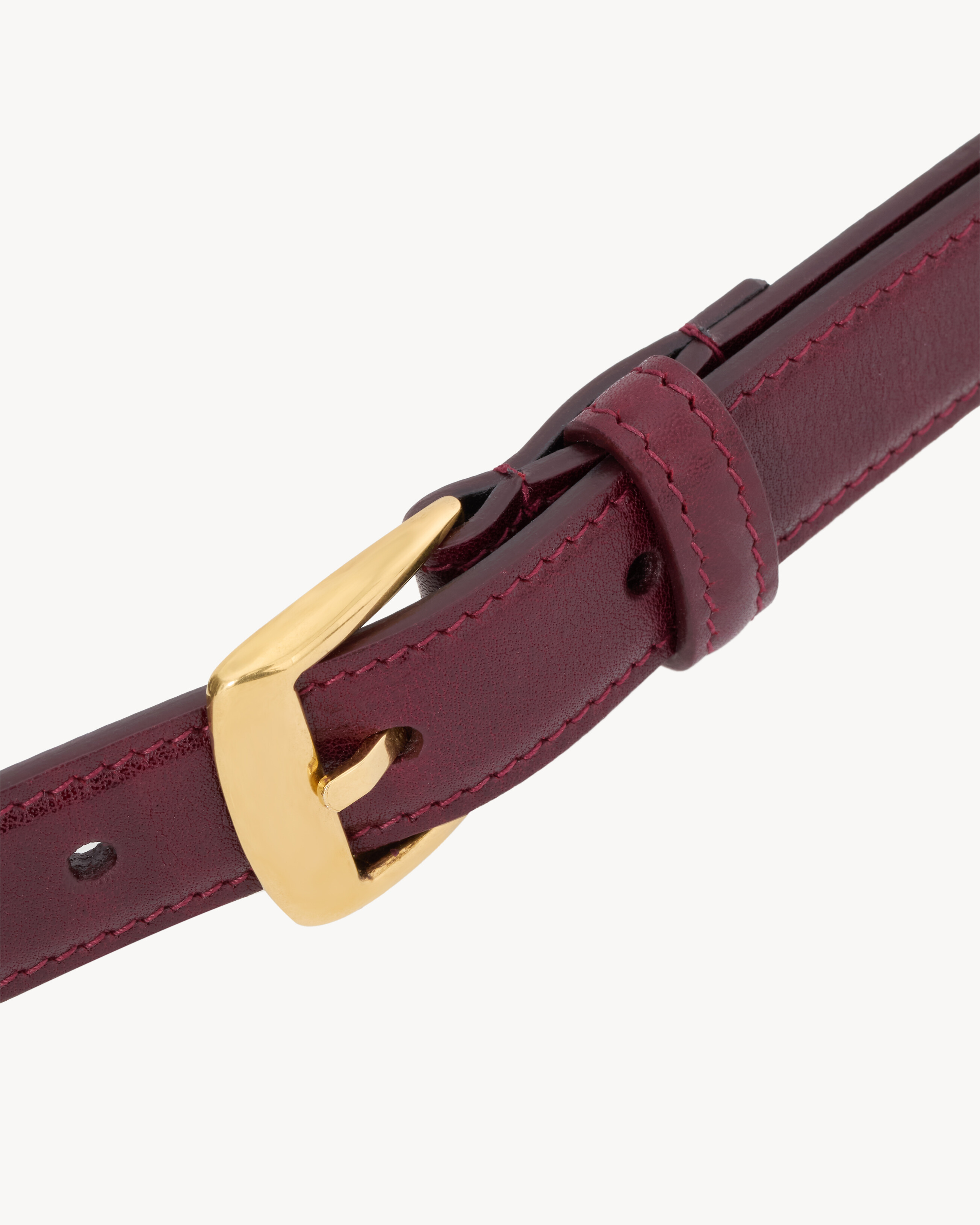 trapezoid thin belt in leather | Saint Laurent Inc. (Global)