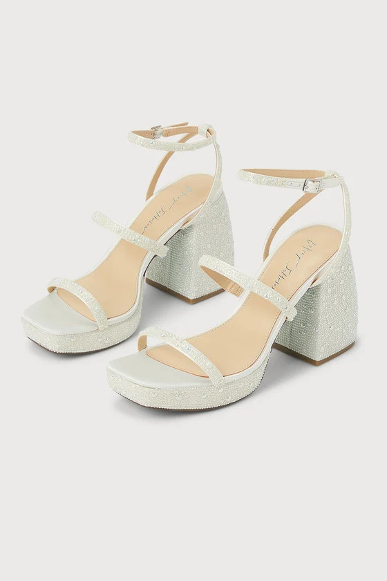 SB-Denni White Pearl Platform Ankle Strap High Heels | Lulus (US)