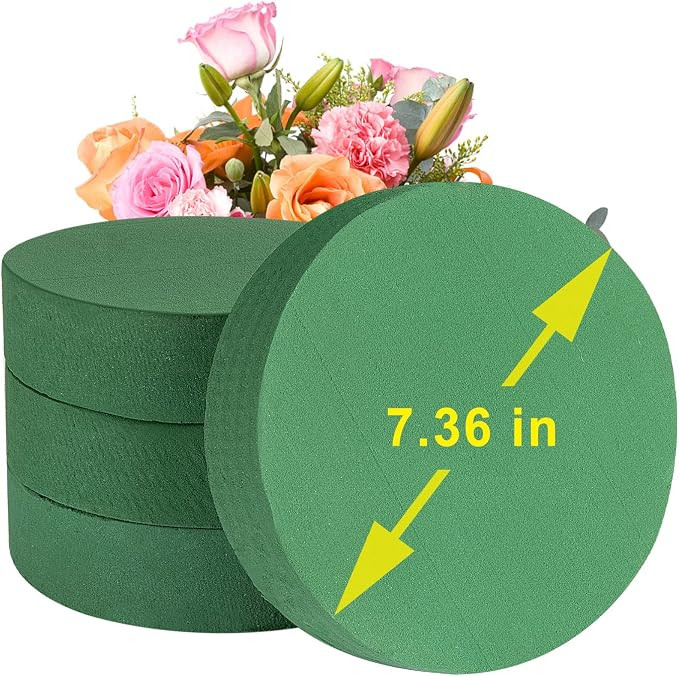 Crafare 7.5 Inch 4pcs Round Floral Foam Blocks Green Foam Bricks Wet for Flower Arrangements Wedd... | Amazon (US)
