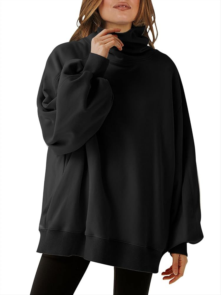 ANRABESS Women's Casual Oversized Cowl Neck Long Sleeve Loose Fit Pullover Tunic Sweatshirt Hoodi... | Amazon (US)