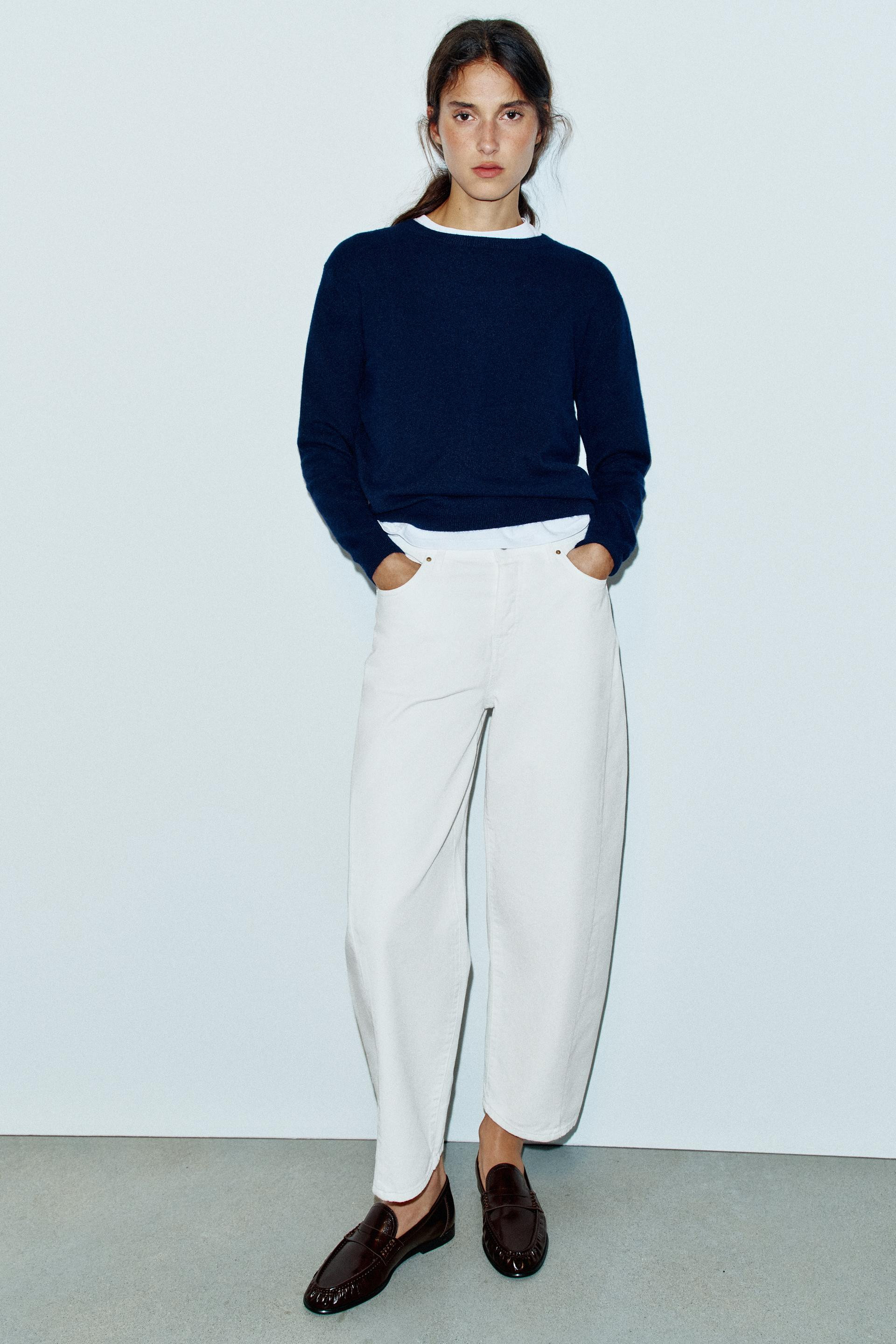 Zara - Z1975 High-Rise Barrel Jeans - White - 32 (Us 14) - Woman | Zara US