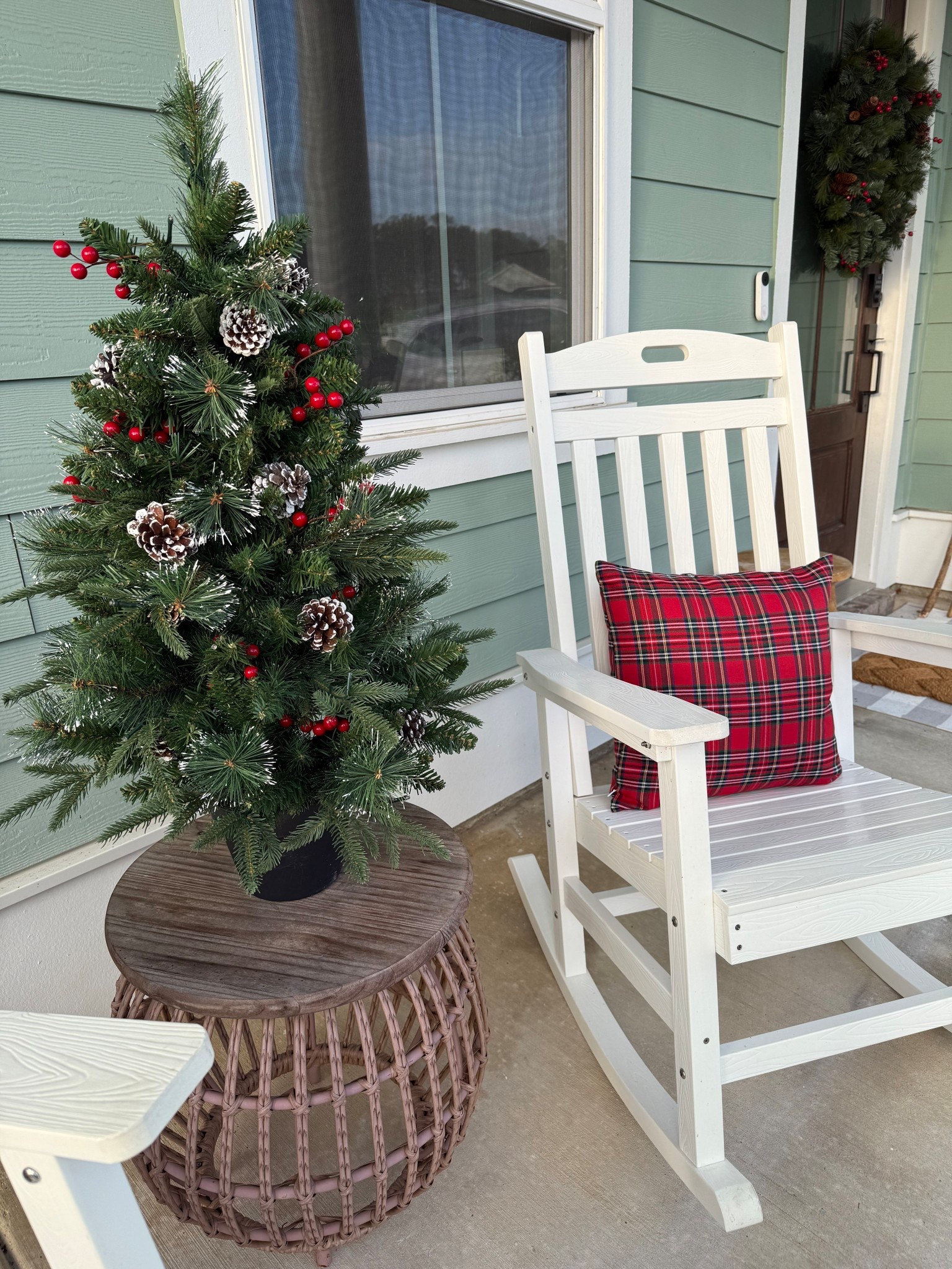 Adorable front porch setup for Christmas! This faux tree has 8 different light settings, and the pillow covers are sturdy polyester, perfect for outdoors!

#LTKHoliday #LTKHome #LTKSeasonal
