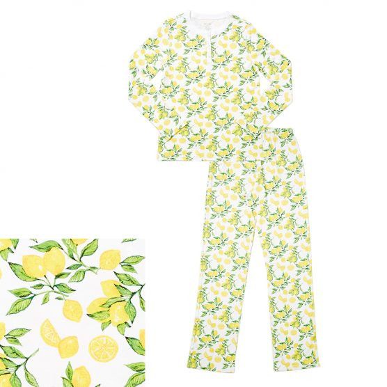 HART + LAND Women’s Organic Pima Cotton PJ Set- Lemon Zest | The Tot