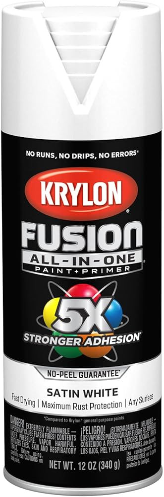 Krylon Fusion All-In-One Adhesive Spray Paint for Indoor/Outdoor Use, 12 oz, White | Amazon (US)